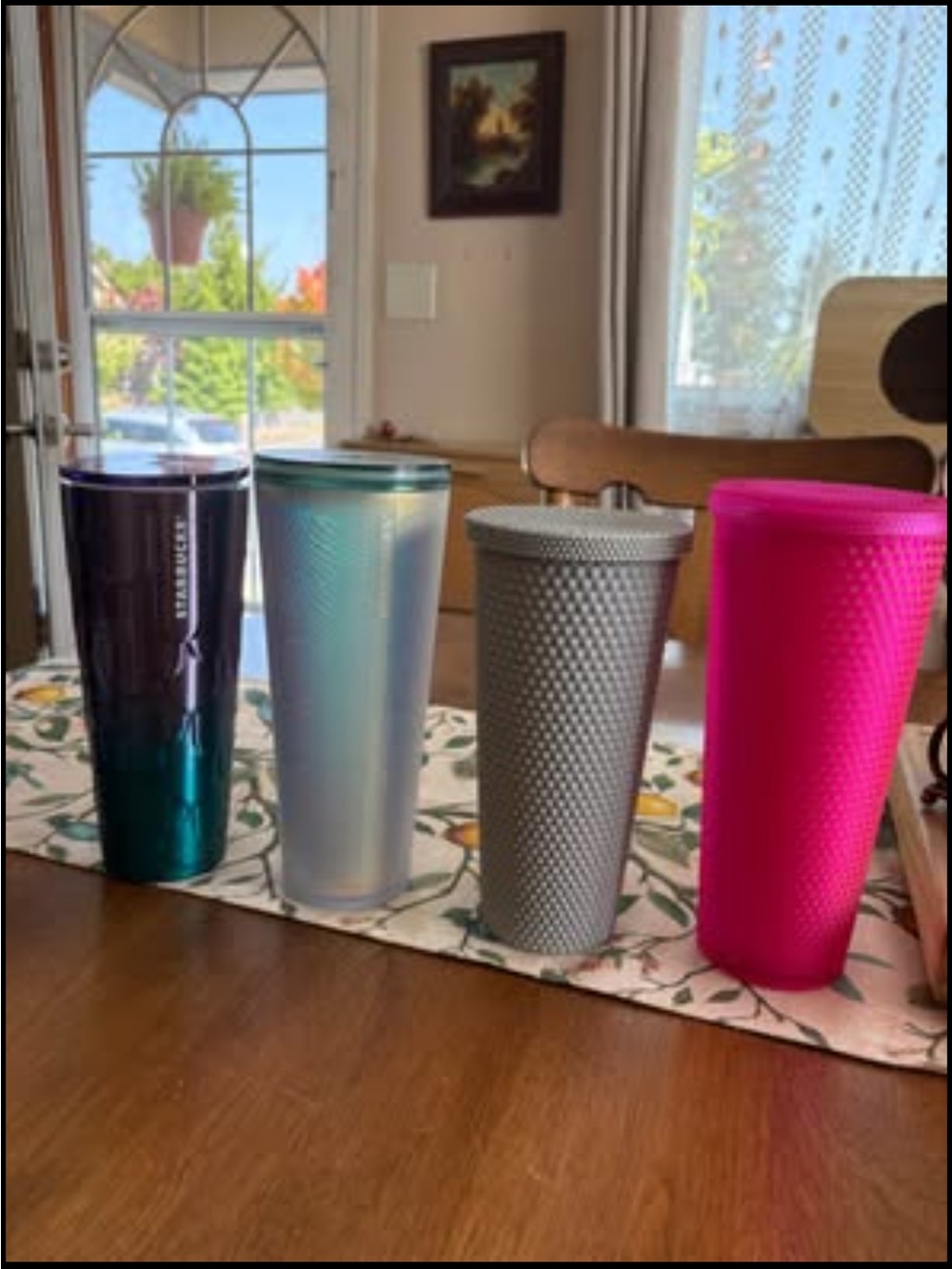 Three Starbucks Tumblers + One Gray off Brand